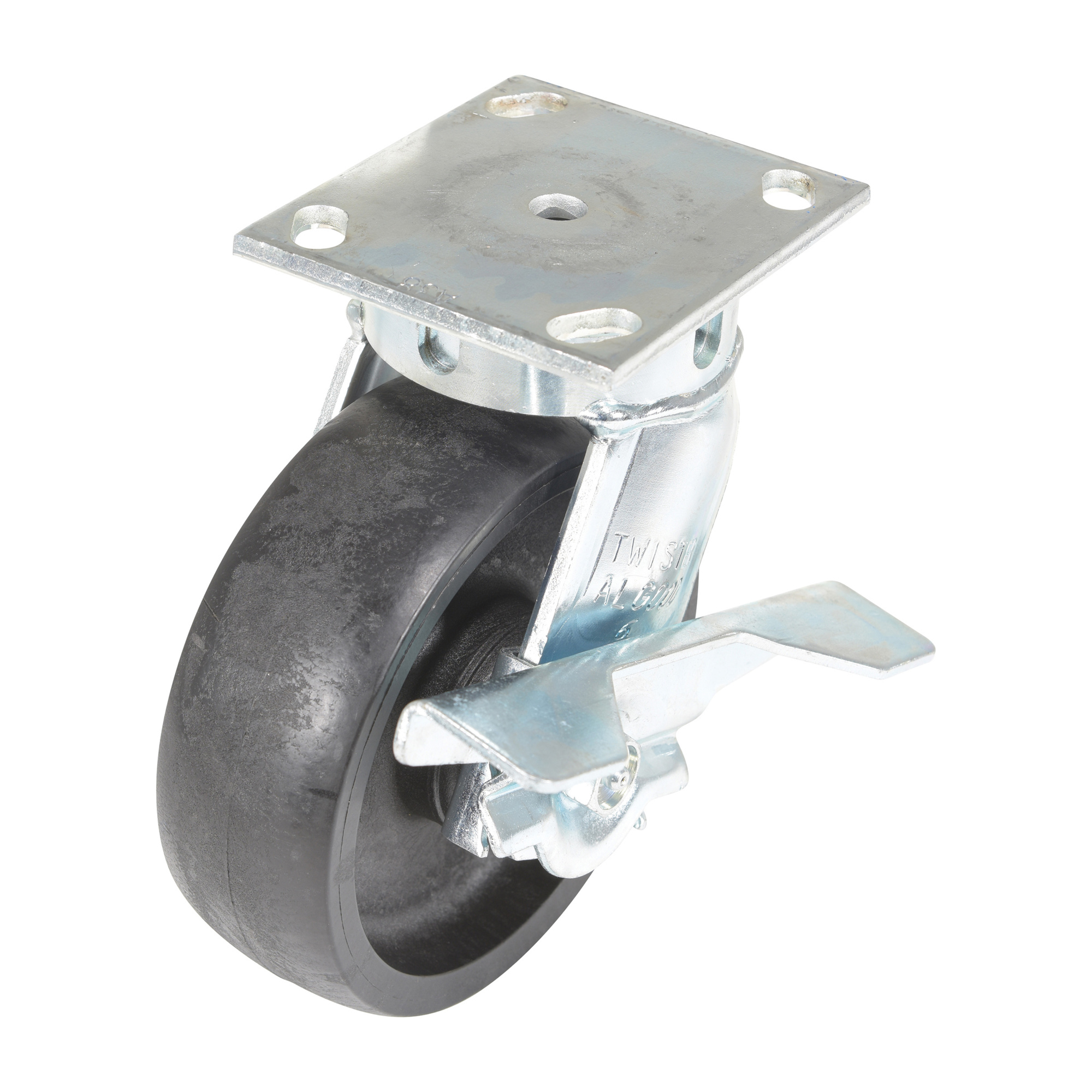 Vestil Glass-Filled Nylon Swivel Caster with Brake - 6in. Wheel, Non-Marking, Black, Model# CST-HHD-6X2GFN-SWB